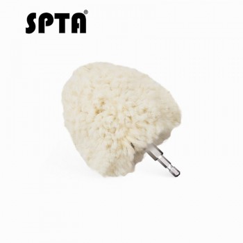 SPTA 4(100mm) Genuine Wool Buffing Ball Polishing Pad Ball - Hex Shank - Turn Power Drill Or Impact Driver High-Speed Polisher