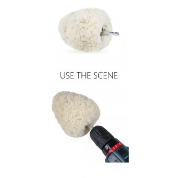 SPTA 4(100mm) Genuine Wool Buffing Ball Polishing Pad Ball - Hex Shank - Turn Power Drill Or Impact Driver High-Speed Polisher