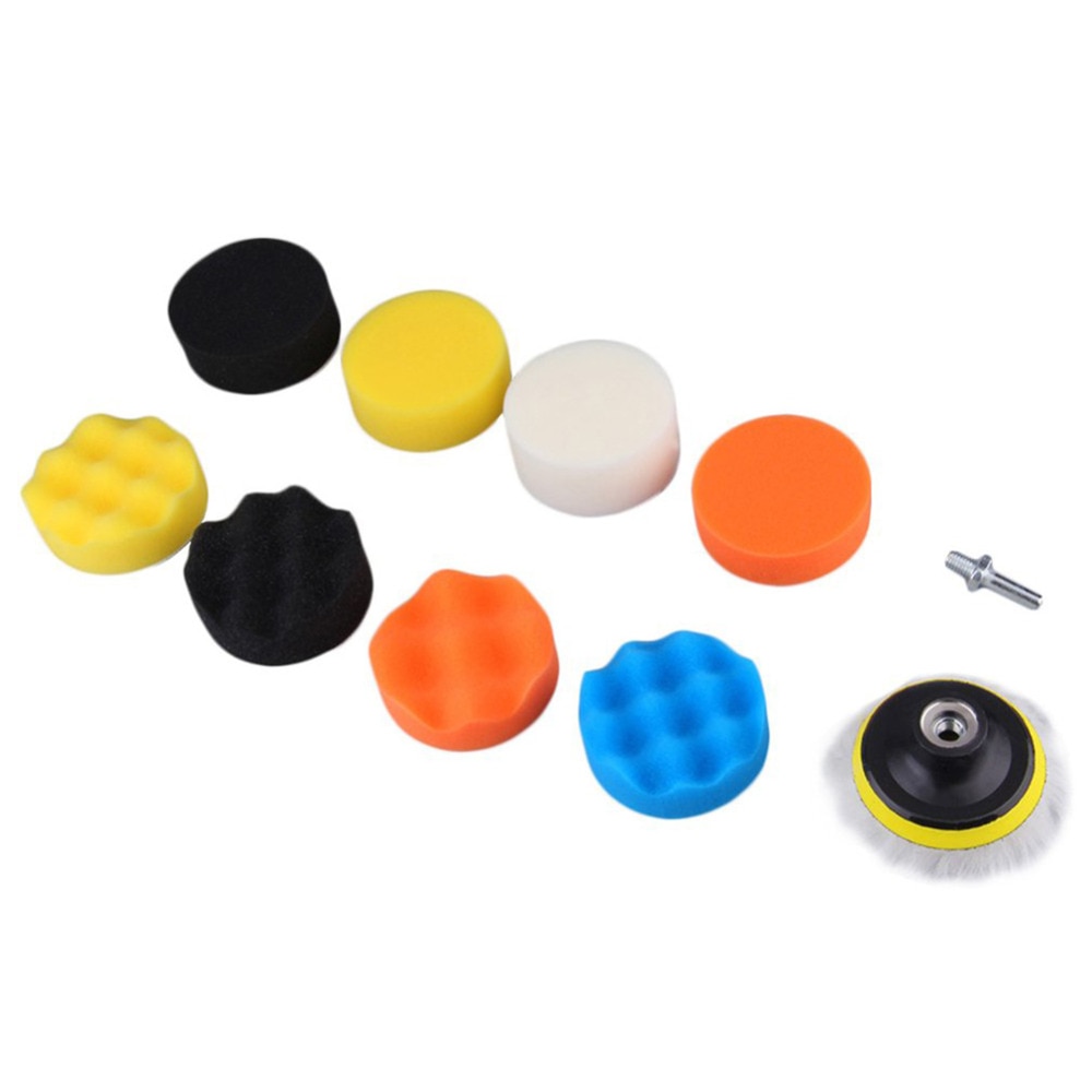 10pcs car polishing pad 80mm 3 Multifunction Sponge Car Polishing Self-adhesive Waxing Wool Wheel Set