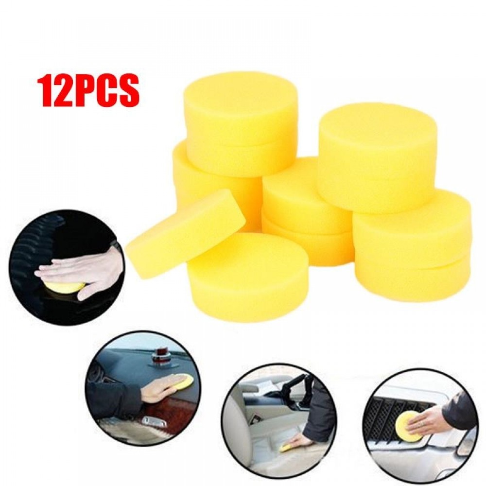 VEHEMO Auto Care 12Pcs Car Wax Sponge Polish Foam Sponges Pads Car Window Glass Brush Sponge Waxing Polishing Cleaning Tools