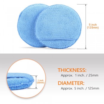 SPTA 5 125mm Car Microfiber Wax Applicator Pads with pocket Car Washing Cleaning For Car Waxing Polishing Pack of 10Pcs