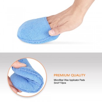 SPTA 5 125mm Car Microfiber Wax Applicator Pads with pocket Car Washing Cleaning For Car Waxing Polishing Pack of 10Pcs