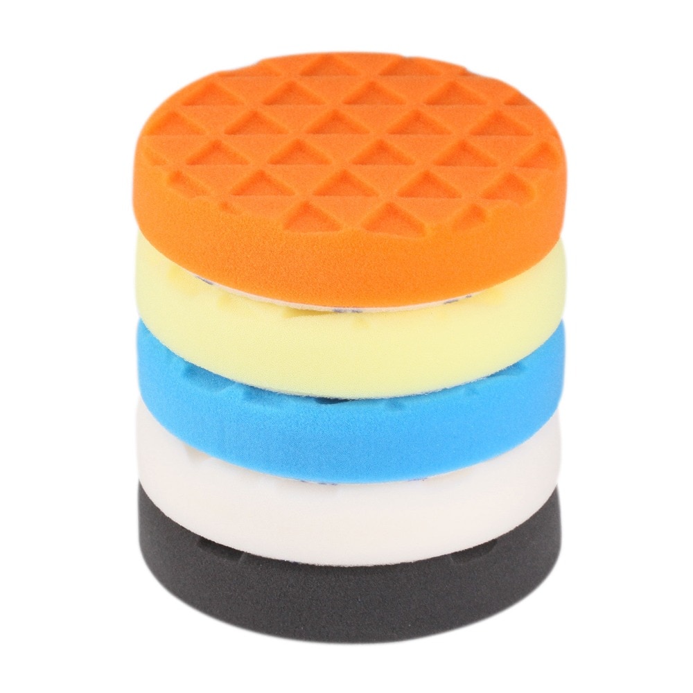 SPTA 5 inch (125mm ) Compound Buffing Pads Polishing Buffer Pad 5Pcs For Car Polisher Yellow/Red/Blue/Black/White--Select Color