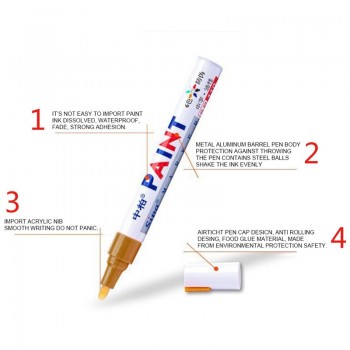 Waterproof Paint Car Care Wheel Tire Pen Mark Oily Car Rubber Tire Tread Metal Permanent Paint Marker Pen