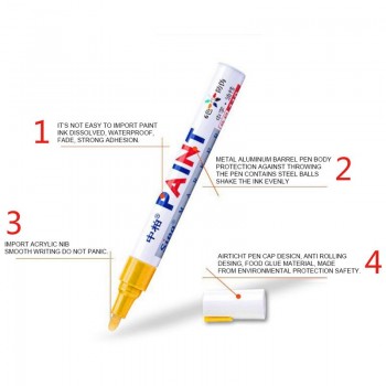 Waterproof Paint Car Care Wheel Tire Pen Mark Oily Car Rubber Tire Tread Metal Permanent Paint Marker Pen