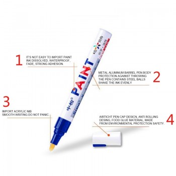 Waterproof Paint Car Care Wheel Tire Pen Mark Oily Car Rubber Tire Tread Metal Permanent Paint Marker Pen