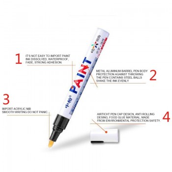 Waterproof Paint Car Care Wheel Tire Pen Mark Oily Car Rubber Tire Tread Metal Permanent Paint Marker Pen