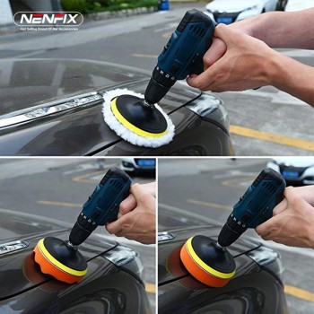 7pcs 3 Car Sponge Polishing Pad Set amp; 1pc 30*30cm Car Clean Microfiber Towel Cloth for Car Paint Wax Polisher Washing Accessory