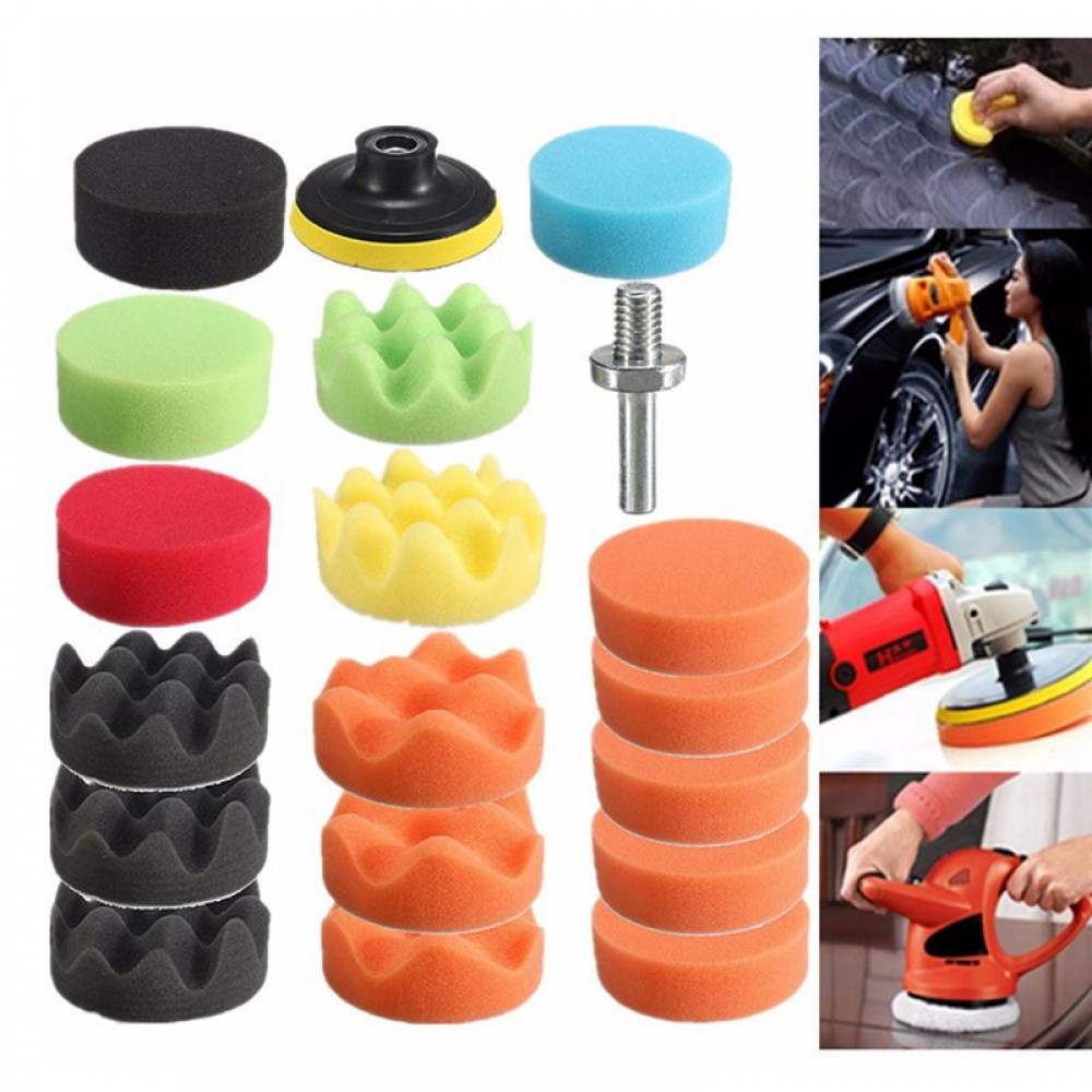 VORCOOL 19Pcs Buffing Sponge Polishing Pad Disc Wool Disc Polishing Wax Sanding Pad Kit Washing Cleaning Tool Car Accessories