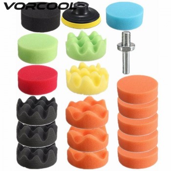 VORCOOL 19Pcs Buffing Sponge Polishing Pad Disc Wool Disc Polishing Wax Sanding Pad Kit Washing Cleaning Tool Car Accessories