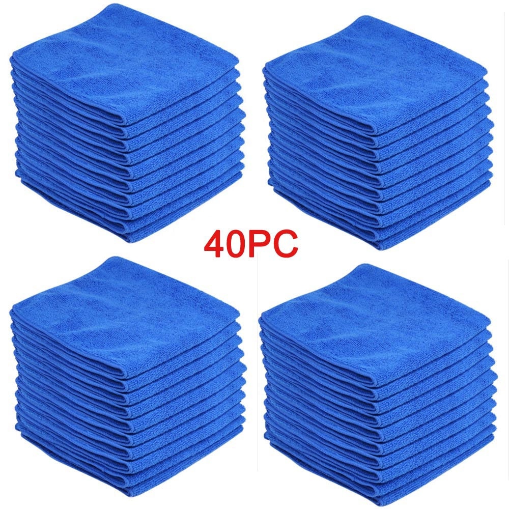 30x40cm 40PC High absorbency Blue Car Cleaning Detailing Mirofiber Soft Polish Cloths Towel Utilises water and detergents C30