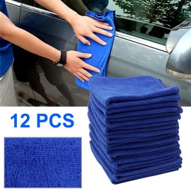 BORUiT 12PCS Car Wash Towel  30*30cm Soft Microfiber Fiber Absorbent Polish Wash Cloth Absorbent Dry Cleaning Buffing Fleece Kit