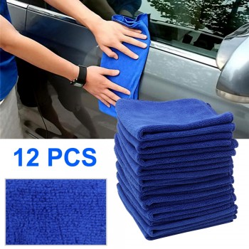 BORUiT 12PCS Car Wash Towel  30*30cm Soft Microfiber Fiber Absorbent Polish Wash Cloth Absorbent Dry Cleaning Buffing Fleece Kit
