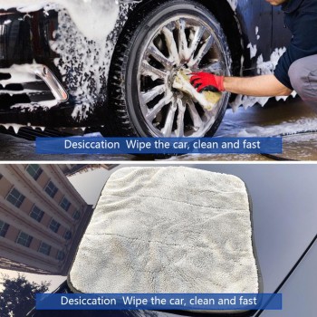 LumiParty 2pcs/5pcs Fine Fiber Buffing Thick Coral Fleece Car Wash Towel Cleaning Kit Set for Car high strength Universal r30