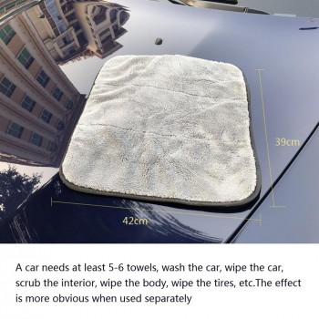 LumiParty 2pcs/5pcs Fine Fiber Buffing Thick Coral Fleece Car Wash Towel Cleaning Kit Set for Car high strength Universal r30