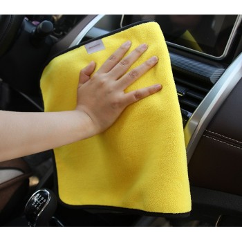 1Pcs 30cmx30cm Super Thick Plush Microfiber Car Cleaning Cloths Car Care Microfibre Wax Polishing Detailing Towels Green/Yellow