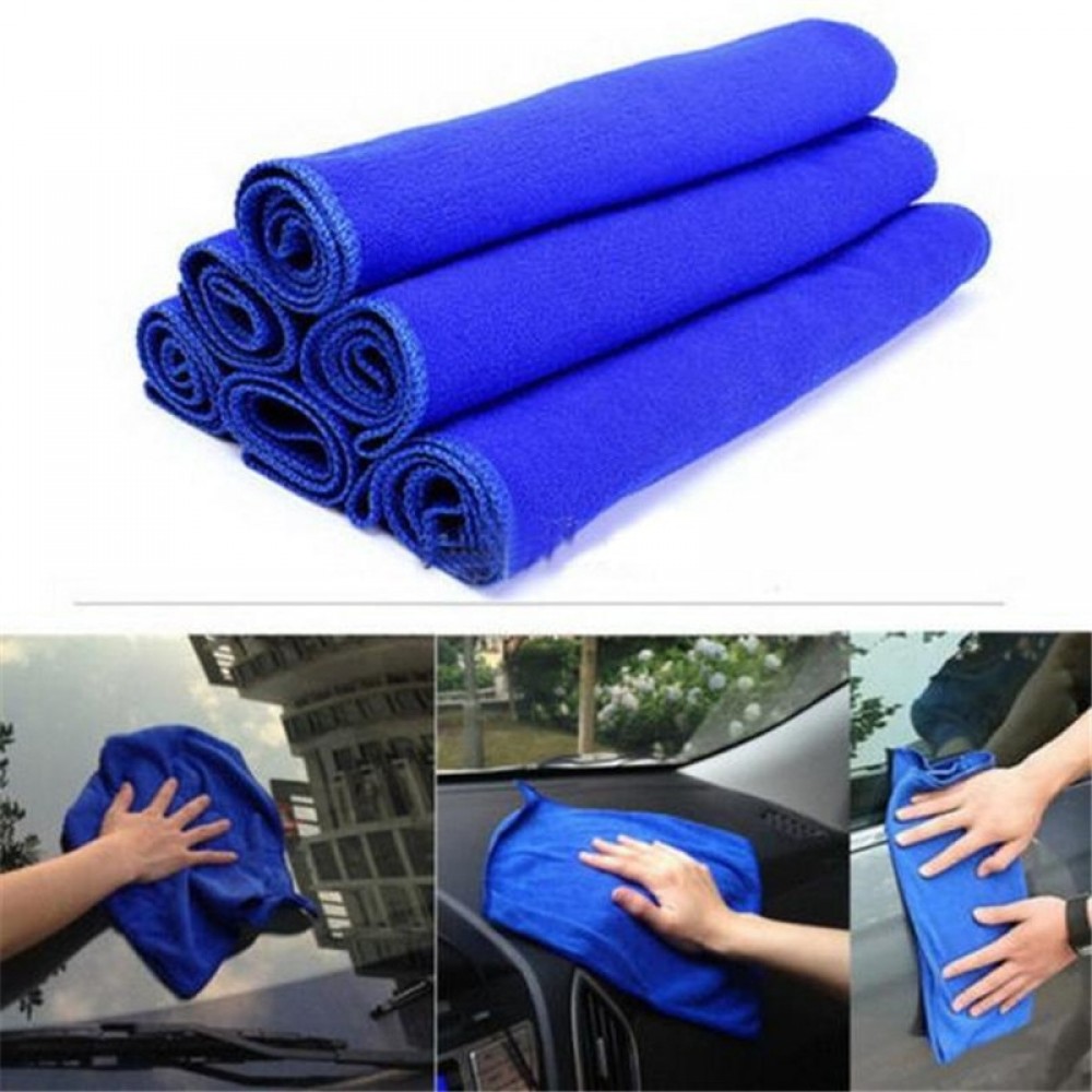 Hot Sale 5Pcs Blue Soft Absorbent Wash Cloth Car Auto Care Microfiber Cleaning Towels Multifunction durable 30*30cm Lowest Price