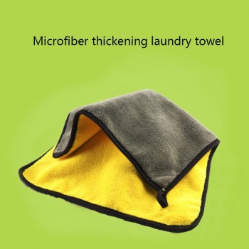 QIAOGUANJIA Microfiber Towel Car Thick Absorbent Coral Fleece Cleaning Towel Double Color Double-sided High-density Car Cleaning