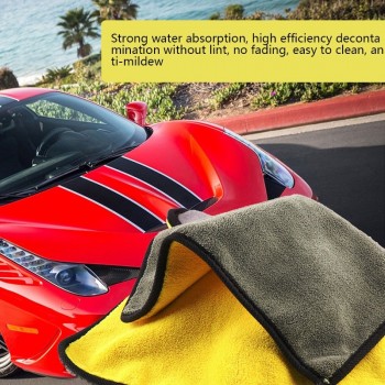 QIAOGUANJIA Microfiber Towel Car Thick Absorbent Coral Fleece Cleaning Towel Double Color Double-sided High-density Car Cleaning