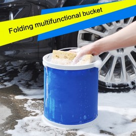 2PC 9L Car Folding Bucket Outdoor Canvas Portable Camp Hiking Fishing Bucket Fishing Tackle Boxes Car Clean Wash Cloth Tool