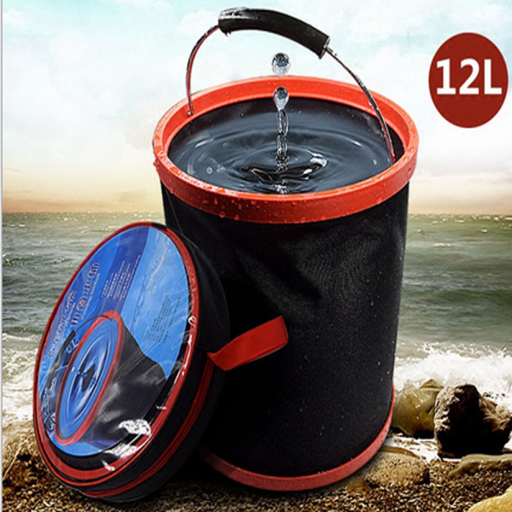 Mling 12L Oxford 2000D Fabric PVC Coated Waterproof Folding Bucket for Outdoor Fishing Camping Car Wash Fishing Tackle Box