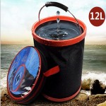 Mling 12L Oxford 2000D Fabric PVC Coated Waterproof Folding Bucket for Outdoor Fishing Camping Car Wash Fishing Tackle Box