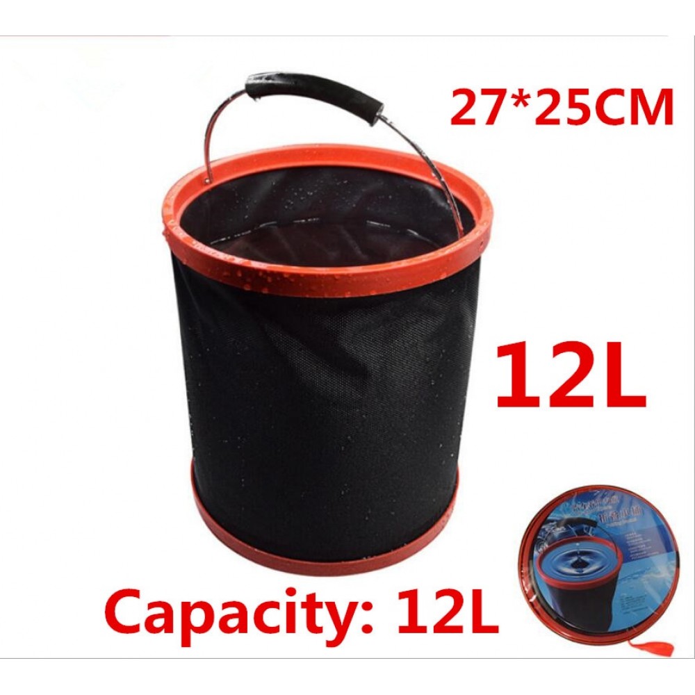 12L Thickened Oxford Folding Water Bucket Outdoor Travel Camping Fishing Bucket Large Capacity Vehicle Cleaning Bucket