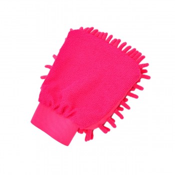 Scratch-Free Car Wash Mitt Premium Chenille Microfiber Single Sided Ultra-soft Wash Glove for Car SUV Truck (Rose Red)