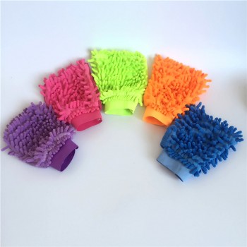 Scratch-Free Car Wash Mitt Premium Chenille Microfiber Single Sided Ultra-soft Wash Glove for Car SUV Truck (Rose Red)