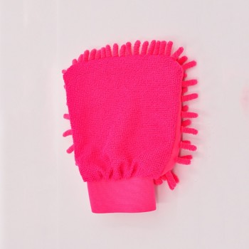 Scratch-Free Car Wash Mitt Premium Chenille Microfiber Single Sided Ultra-soft Wash Glove for Car SUV Truck (Rose Red)