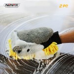 2pcs Car Care Washer Microfiber Wash Mitt Waterproof Glove Chenille Polish Glove Auto Car Cleaning Detail Wax Brush Accessory