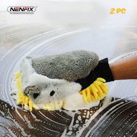 2pcs Car Care Washer Microfiber Wash Mitt Waterproof Glove Chenille Polish Glove Auto Car Cleaning Detail Wax Brush Accessory
