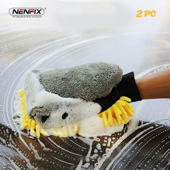 2pcs Car Care Washer Microfiber Wash Mitt Waterproof Glove Chenille Polish Glove Auto Car Cleaning Detail Wax Brush Accessory