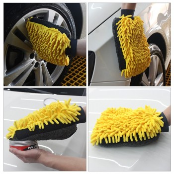 2pcs Car Care Washer Microfiber Wash Mitt Waterproof Glove Chenille Polish Glove Auto Car Cleaning Detail Wax Brush Accessory