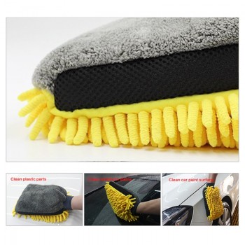 2pcs Car Care Washer Microfiber Wash Mitt Waterproof Glove Chenille Polish Glove Auto Car Cleaning Detail Wax Brush Accessory
