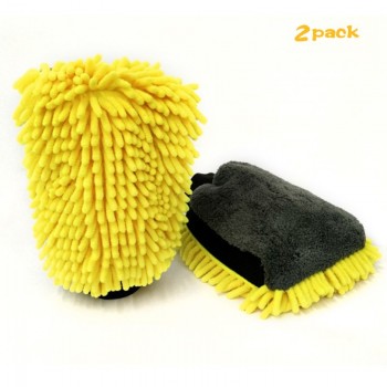2pcs Car Care Washer Microfiber Wash Mitt Waterproof Glove Chenille Polish Glove Auto Car Cleaning Detail Wax Brush Accessory