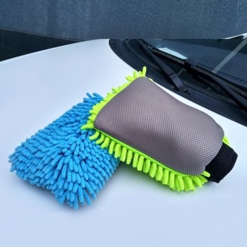thicken single chenille car wash gloves round hole sandwich cleaning gloves car cleaning supplies wholesale price cleaning glove