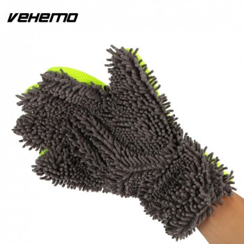 Vehemo Cleaning Glove Car Wash Glove Cleaning Cloth Chenille Full Finger Hard Wearing Washing Cleaning Tool Automobile Towel