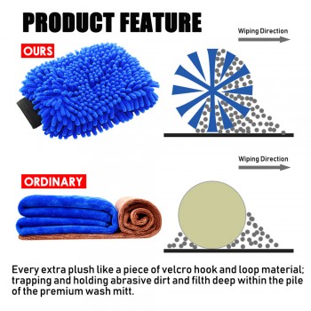 Car Wash Gloves Microfiber Car Motorcycle Cleaning Care Detailing Tools Chenille Soft Towel For Automotives Household Wash Glove
