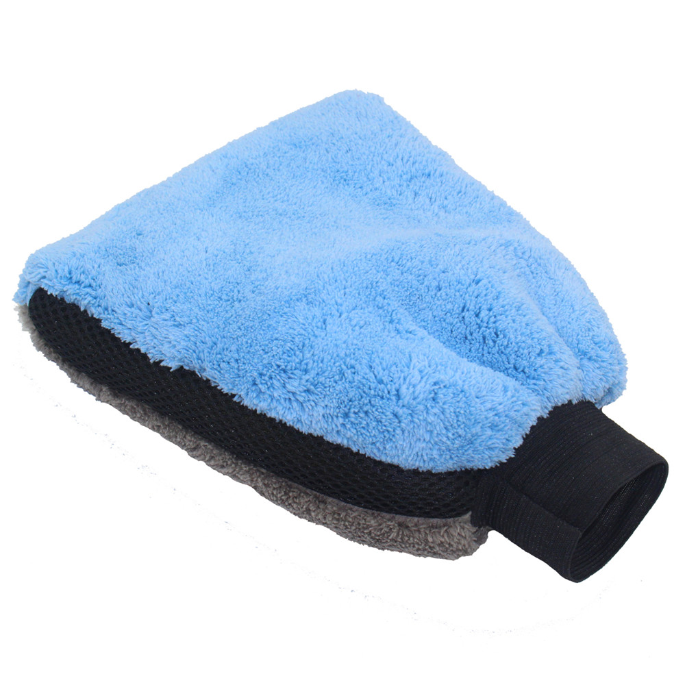 Auto Car Accessories Blue And Gray Two Sided Coral Velvet Gloves Car Wash Gloves Automobile Supplies Soft Microfiber  Gloves