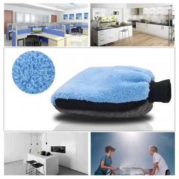 Auto Car Accessories Blue And Gray Two Sided Coral Velvet Gloves Car Wash Gloves Automobile Supplies Soft Microfiber  Gloves