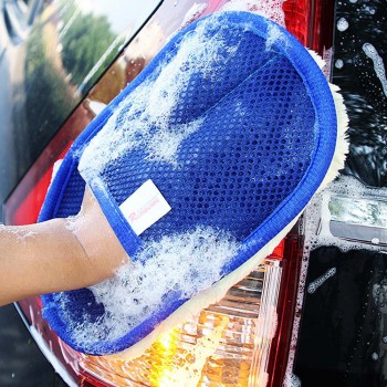 HOT Plush Car Wash Clean Sponge Brush Glass Cleaner gloves Blue Wave Car Wash Triangle home cleaning metal PVC plastics leather