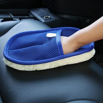 HOT Plush Car Wash Clean Sponge Brush Glass Cleaner gloves Blue Wave Car Wash Triangle home cleaning metal PVC plastics leather