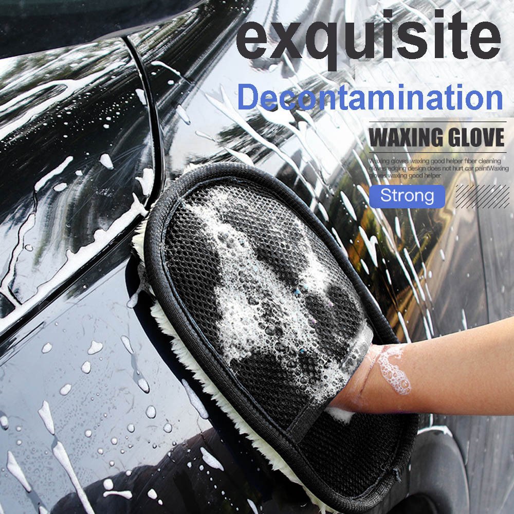 Plush delicate Plush Car Wash Clean Sponge Brush Glass metal PVC plastics leather Cleaner Wave Car Washing Gloves 23*16cm