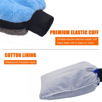 Auto Car Accessories Blue And Gray Two Sided Coral Velvet Gloves Car Wash Gloves Automobile Supplies Soft Microfiber  Gloves