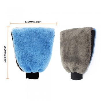 Auto Car Accessories Blue And Gray Two Sided Coral Velvet Gloves Car Wash Gloves Automobile Supplies Soft Microfiber  Gloves