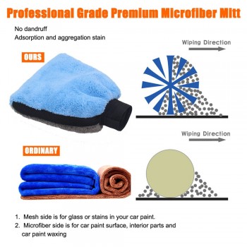 Auto Car Accessories Blue And Gray Two Sided Coral Velvet Gloves Car Wash Gloves Automobile Supplies Soft Microfiber  Gloves