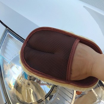 Car Washing Gloves Car Motorcycle Artificial Wool Soft Washer Brush Car Care Cleaning Tool (Coffee Color)
