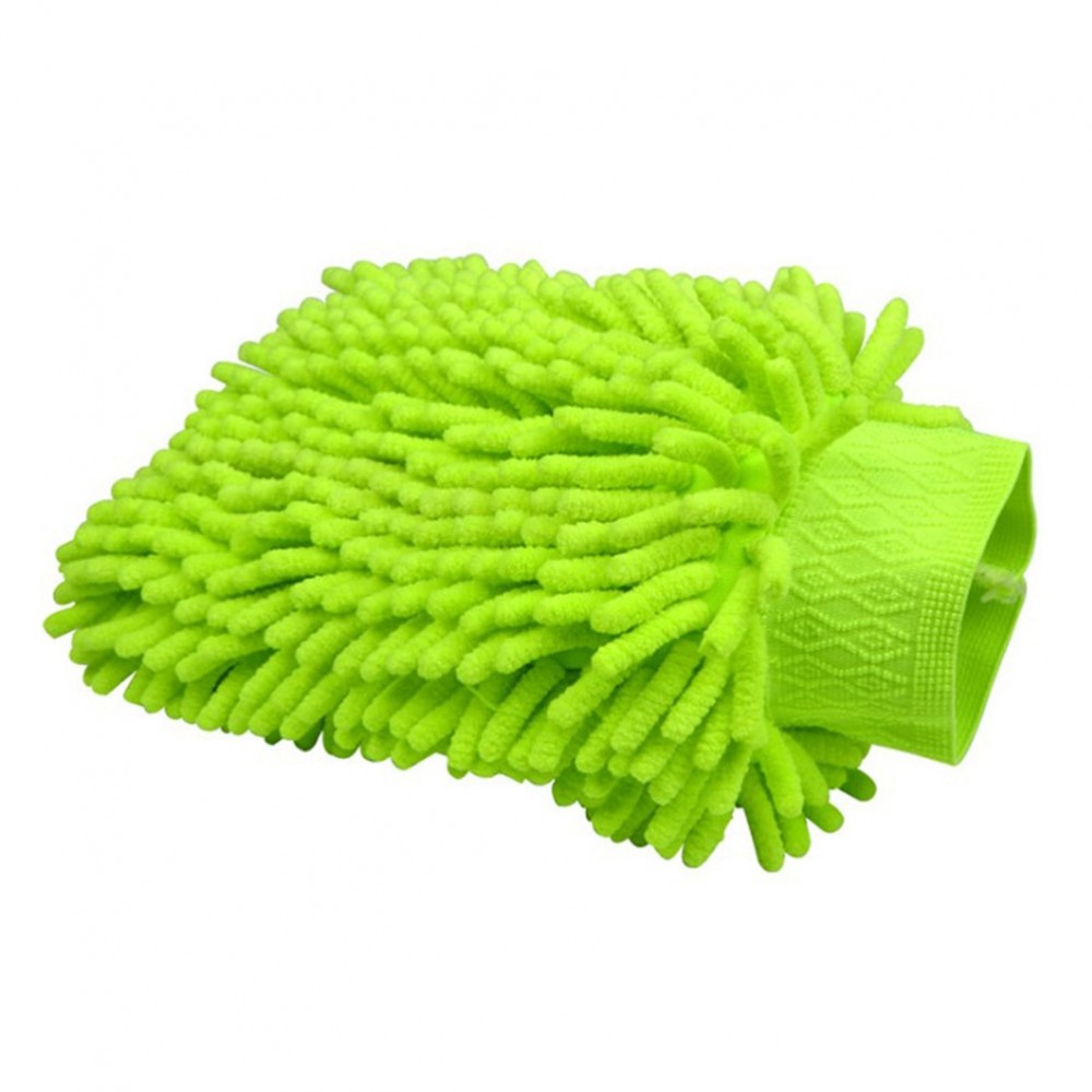 Car Wash Mitt Lint Scratch Free Dual-side Chenille Waterproof Car Washing Gloves (Green)