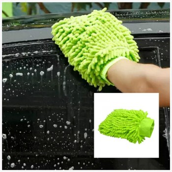 Car Wash Mitt Lint Scratch Free Dual-side Chenille Waterproof Car Washing Gloves (Green)